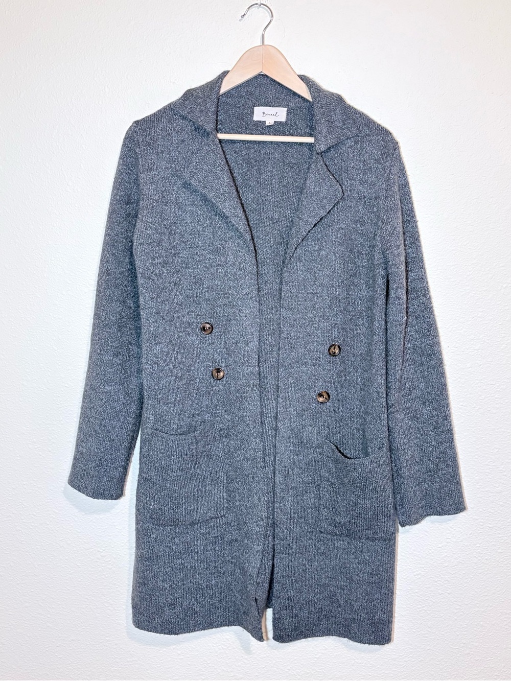 Cozy Academia Heather Gray Patch Pocket Sweater Coat
